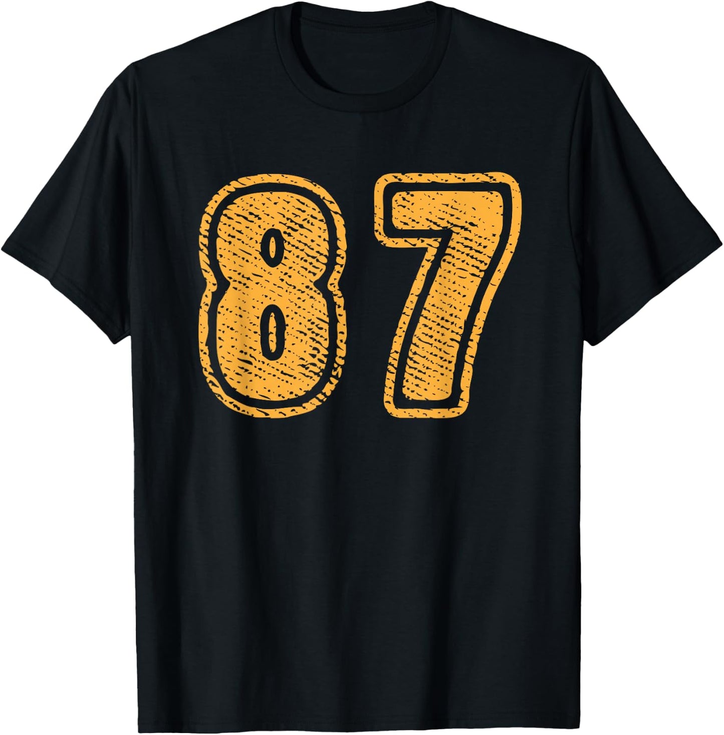 Number 87 On Front Big Bold 87 Team Group Player Matching T-Shirt - T-Shirt | Black