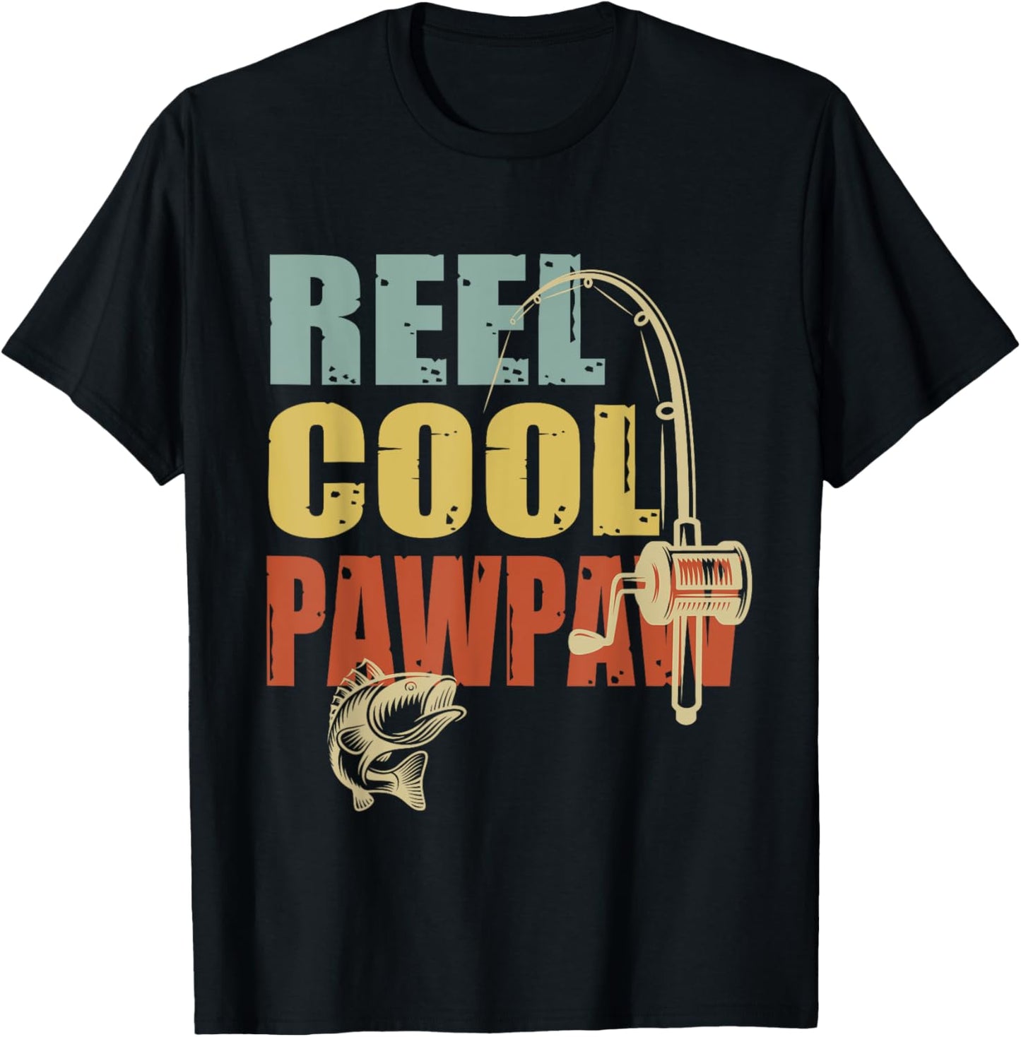 Reel Cool Pawpaw Funny Fisherman Vintage Fishing Design T-Shirt - T-Shirt | Black