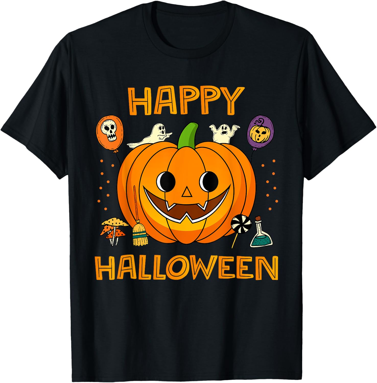 Trick Or Treat Halloween Funny Pumpkin Happy Halloween T-Shirt - T-Shirt | Black