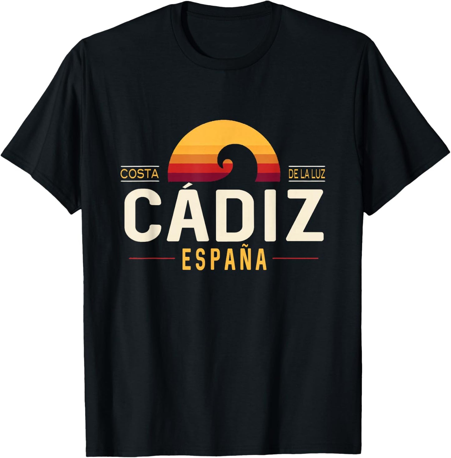 Cadiz Spain | Cádiz Costa de la Luz España Retro Wave Logo T-Shirt - T-Shirt | Black