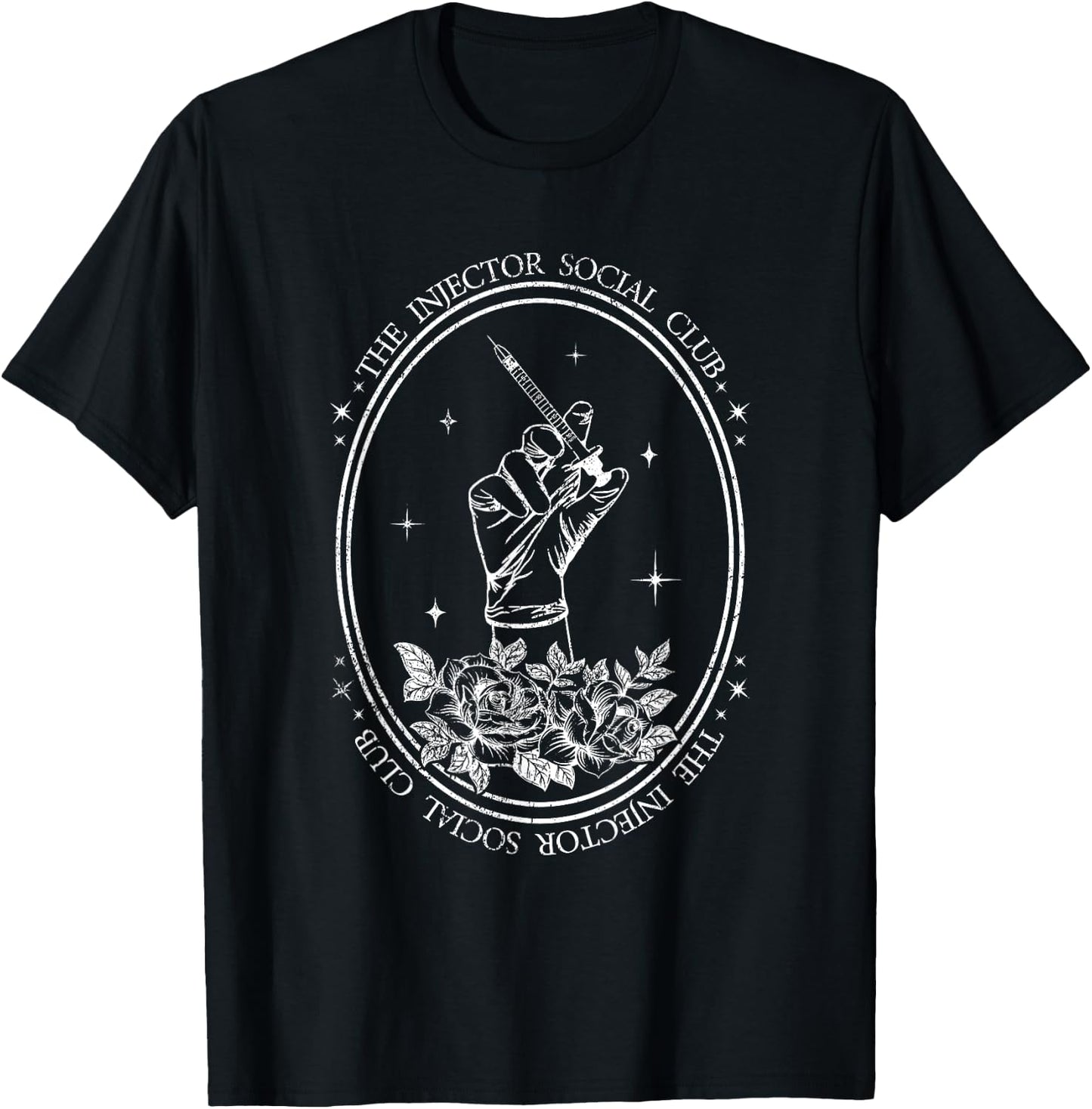 Vintage The Injector Social Club Aesthetic Nurse Injector T-Shirt - T-Shirt | Black