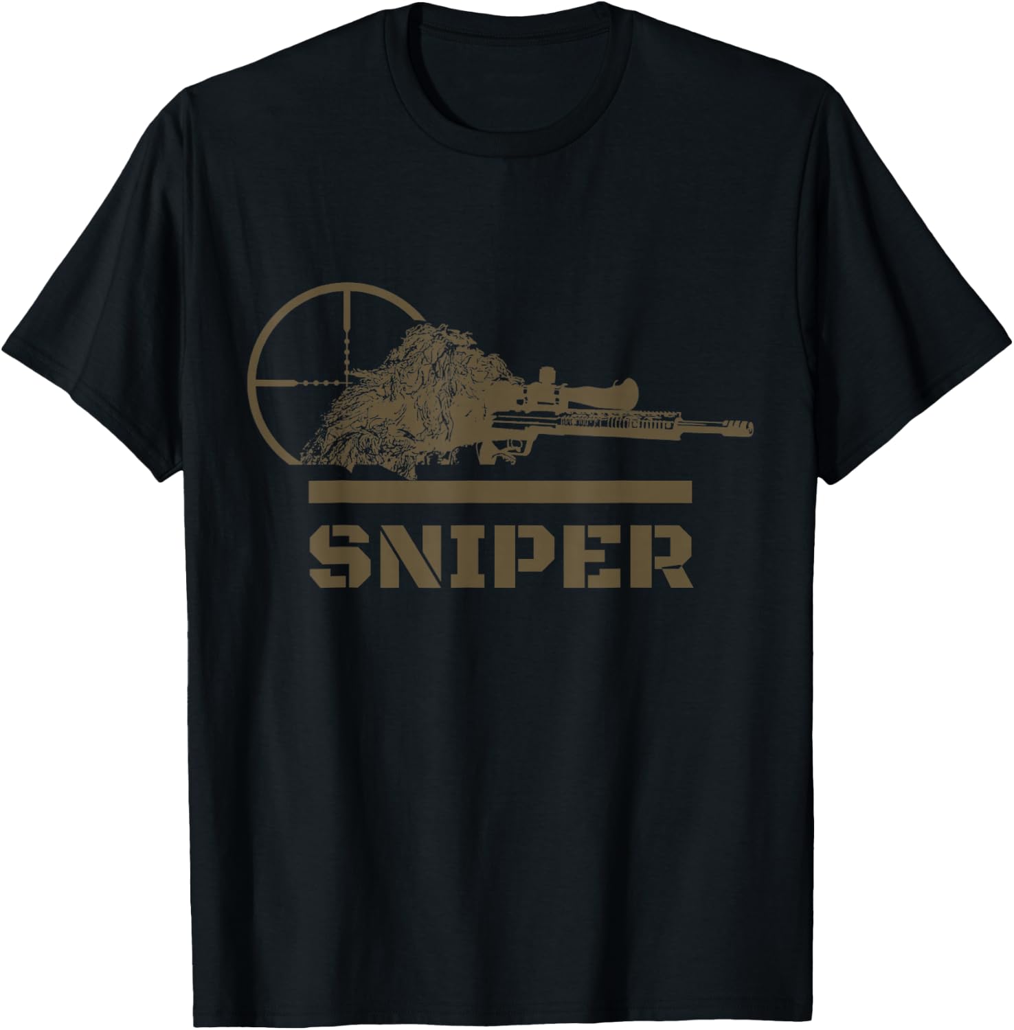 Sniper Ghillie Suit and Reticle Military T-Shirt - T-Shirt | Black