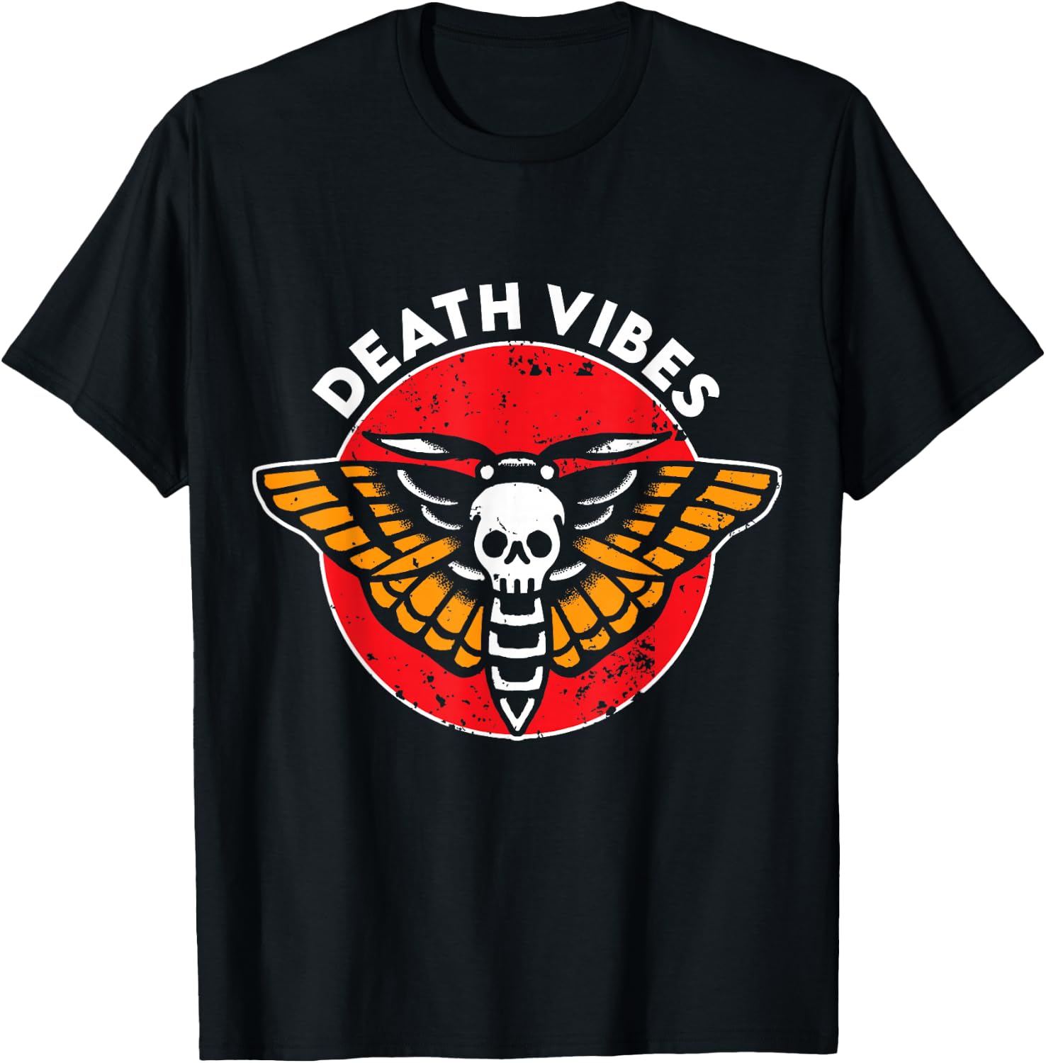 Death Vibes Moth Tattoo American Traditional Old School Ink T-Shirt - T-Shirt | Black