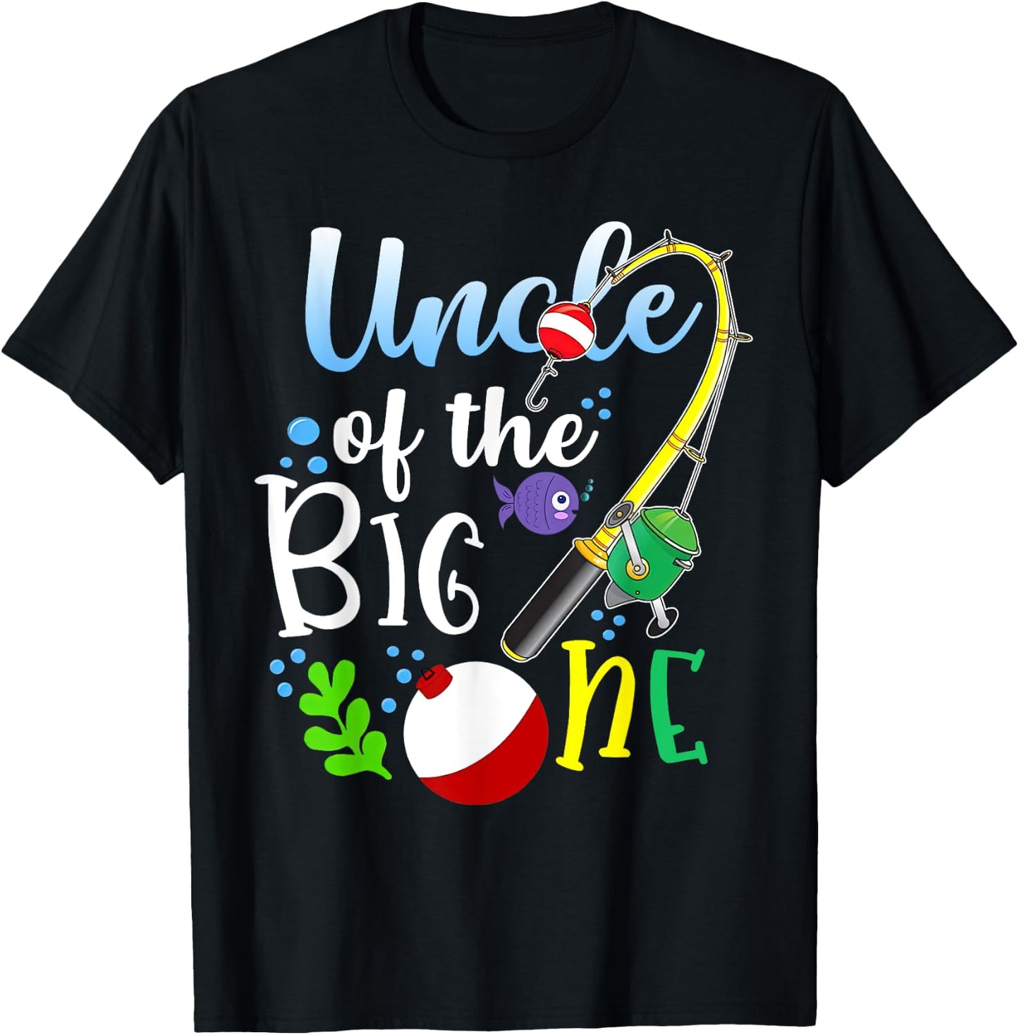 Uncle of The Big One Fishing Boy First Birthday Ofishally T-Shirt - T-Shirt | Black
