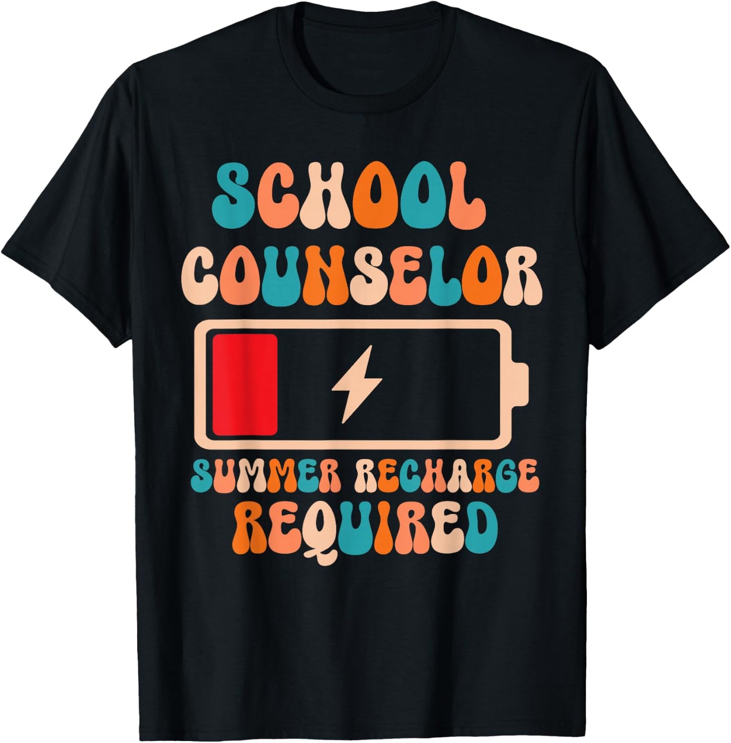 School Counselor Summer Recharge Required Last day of School Men Women Kids T-Shirt - T-Shirt | Black