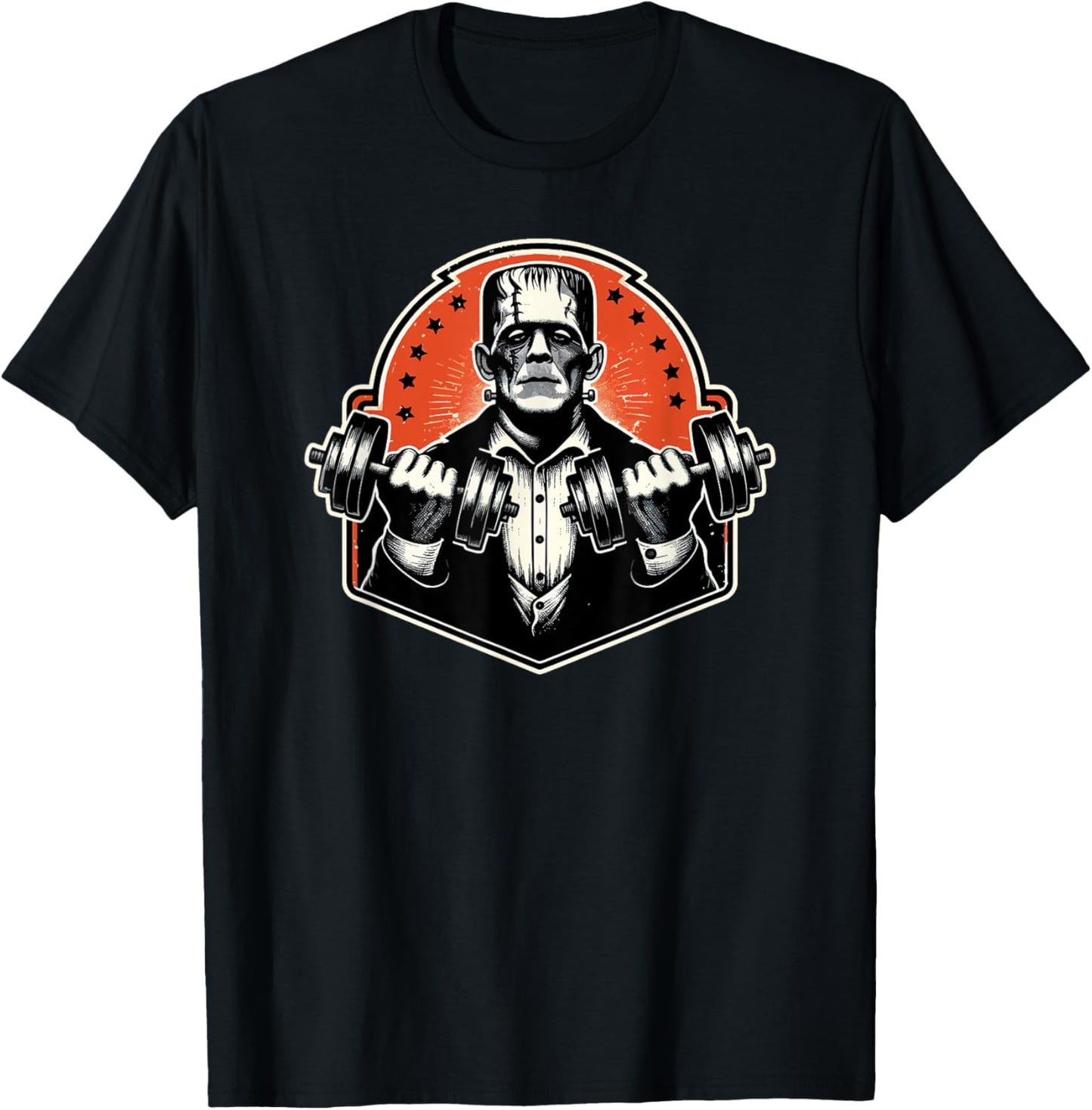 Frankenstein Monster workout dumbbell curl T-Shirt - T-Shirt | Black