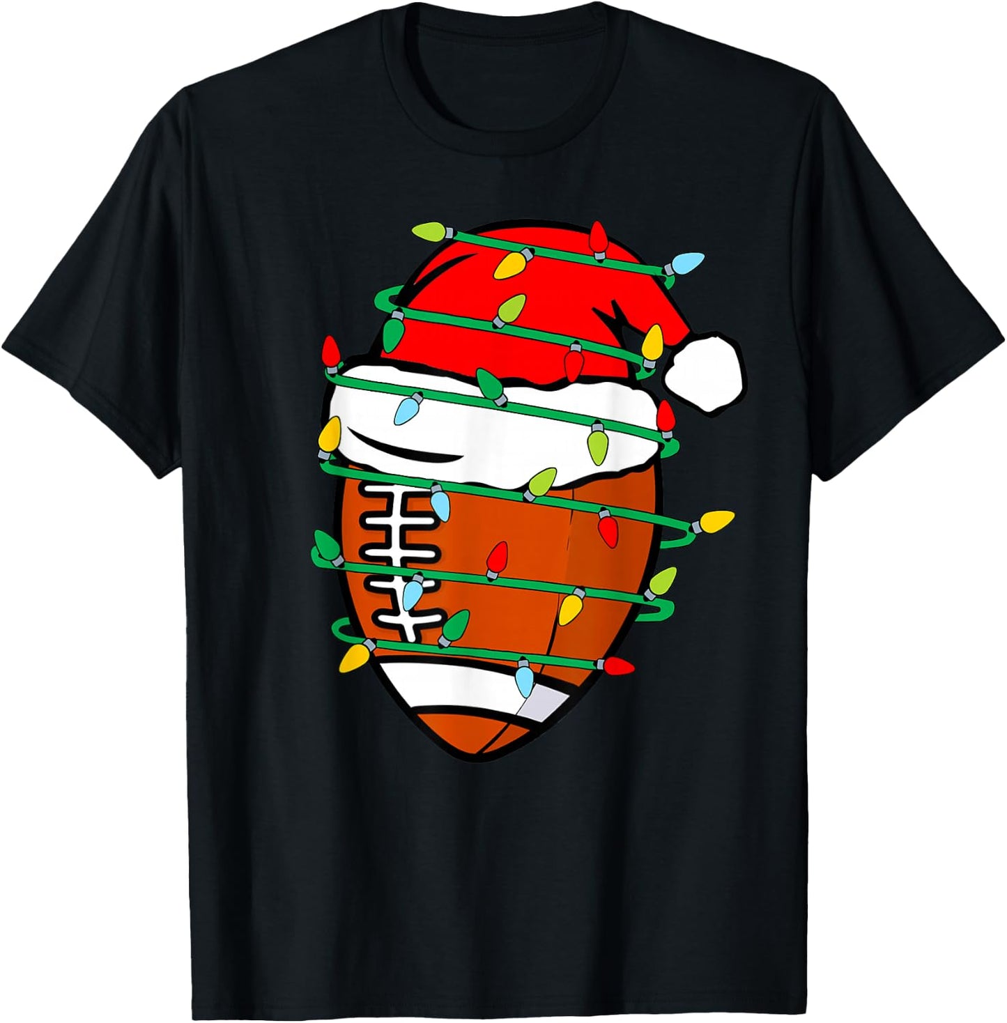 Christmas Football Xmas Santa Sports Kids Boys Men Christmas T-Shirt - T-Shirt | Black