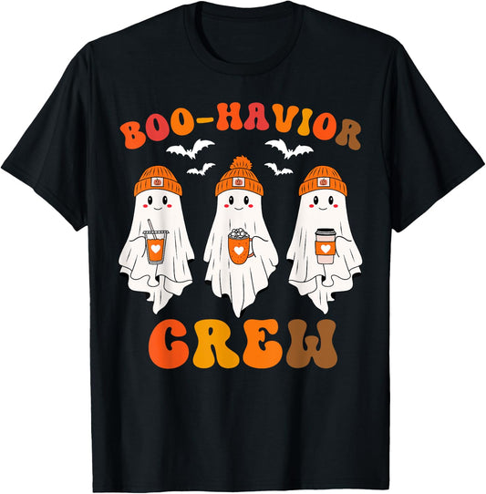 Boo-havior Crew, Behavior Analyst, Halloween ABA Cute Ghost T-Shirt - T-Shirt | Black
