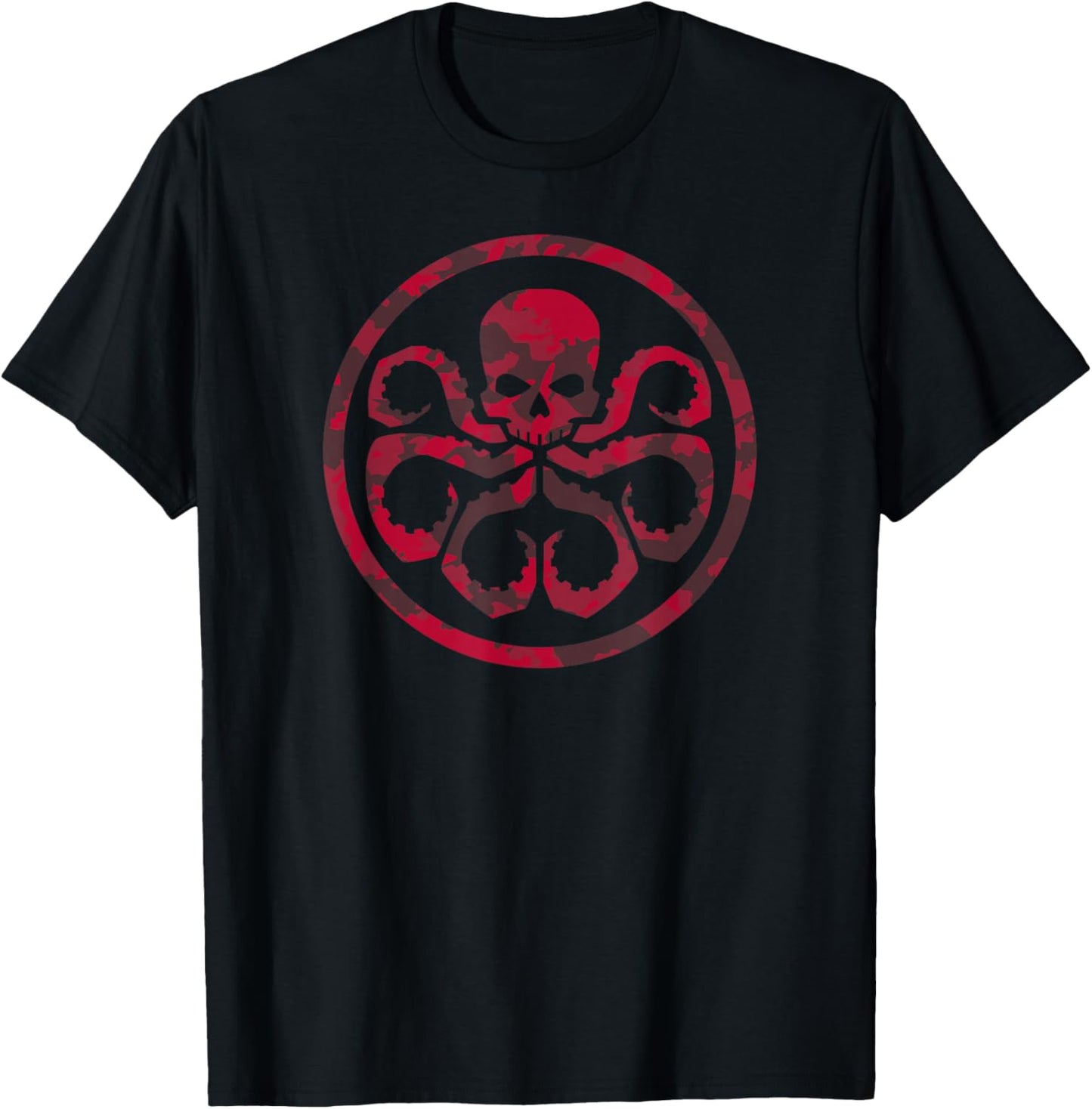 Marvel Hail Hydra Red Camo Distressed Comic Villain Icon T-Shirt - T-Shirt | Black