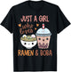 Just A Girl Who Loves Ramen and Boba Bubble Tea Japanese T-Shirt - T-Shirt | Black