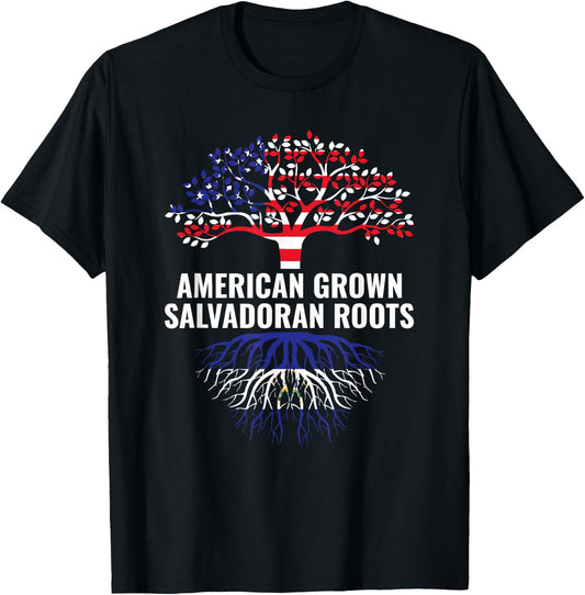 American Grown Salvadoran Roots El Salvador Salvadorian T-Shirt - T-Shirt | Black