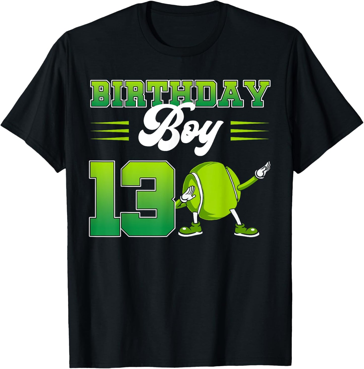 Birthday Boy 13 Dabbing Tennis 13th Bday 13 Years Old T-Shirt - T-Shirt | Black
