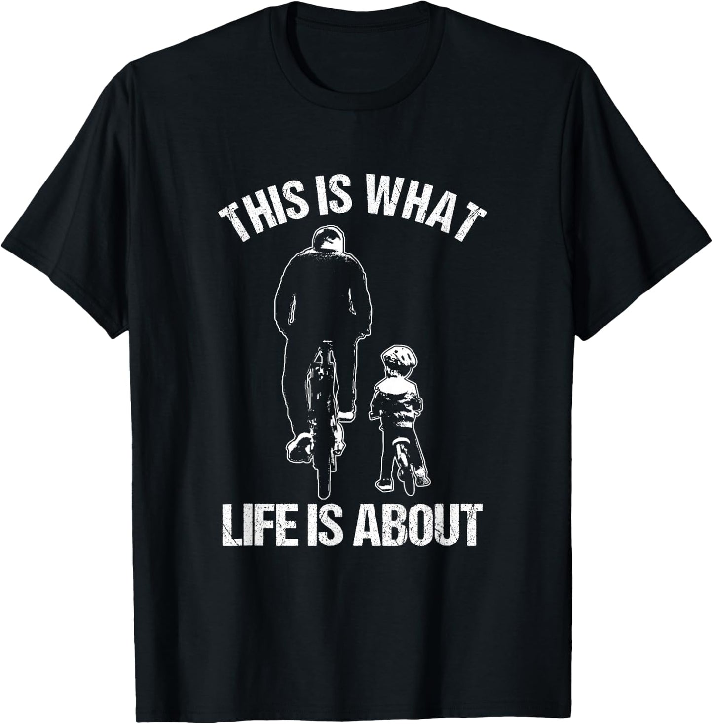 Bicycle BMX Cyclist Father and Son Child Cyclist Bike T-Shirt - T-Shirt | Black