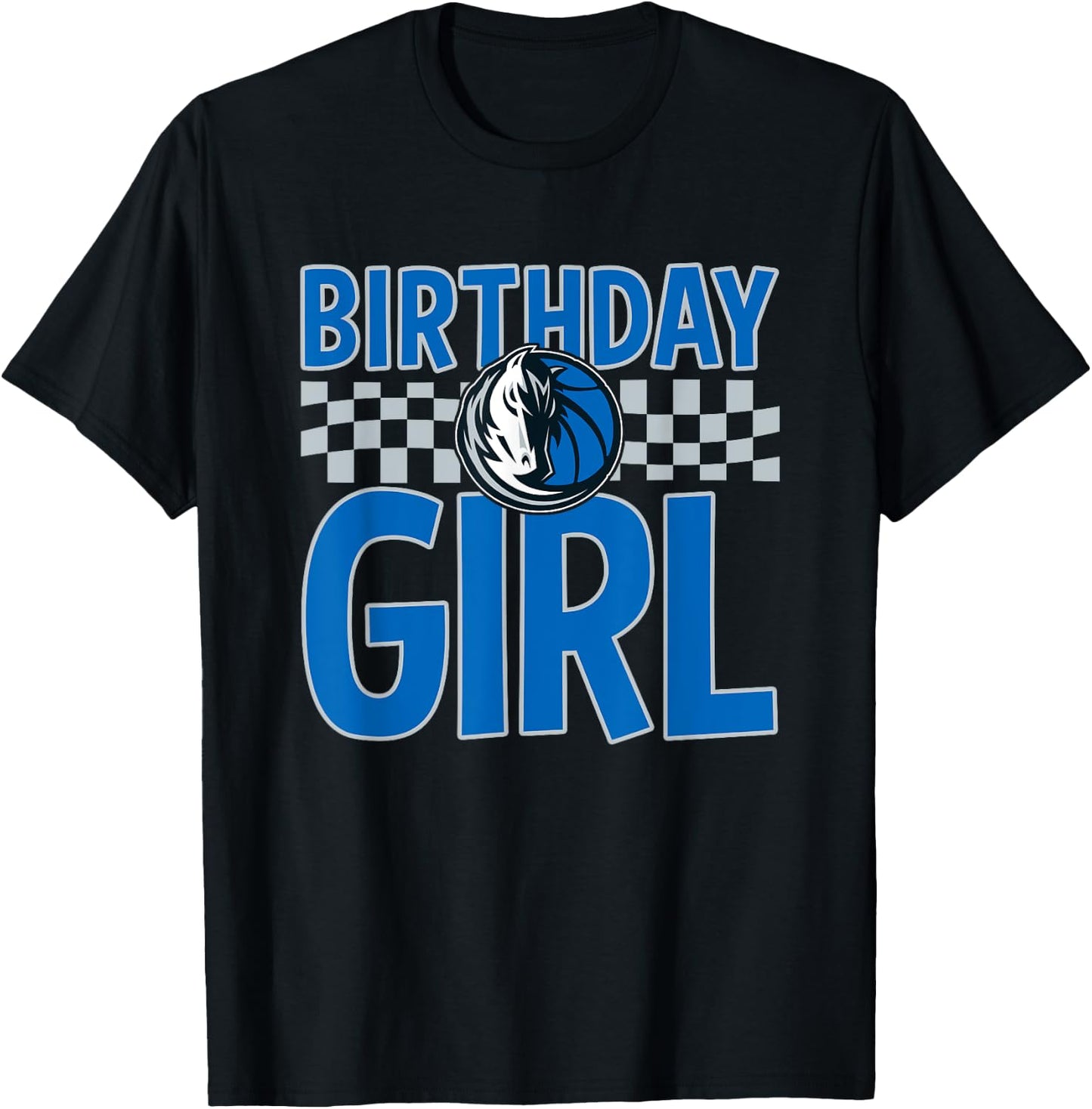 NBA Dallas Mavericks Birthday Girl Checkered Logo T-Shirt - T-Shirt | Black