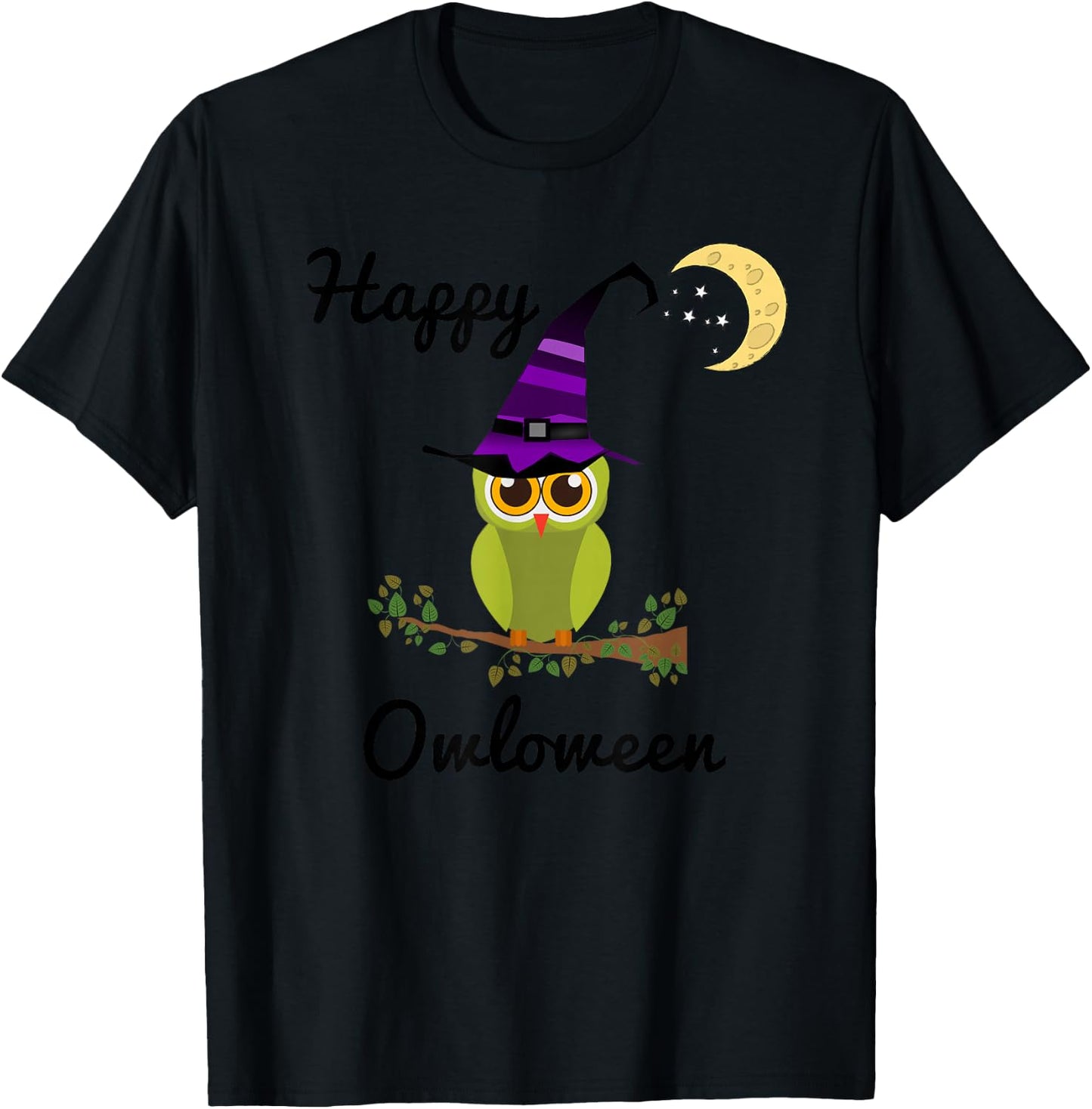 Adorable Owl Halloween Shirt, Happy Owloween T-Shirt - T-Shirt | Black