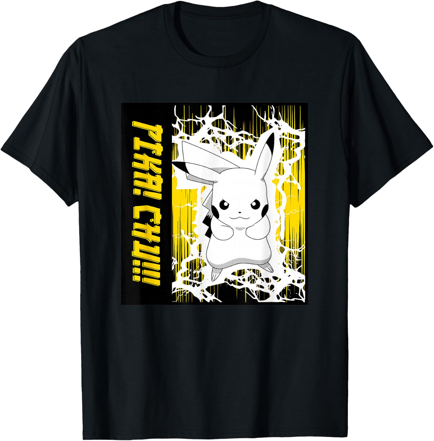 Pokémon - Pikachu Anime Lightning Scence T-Shirt - T-Shirt | Black