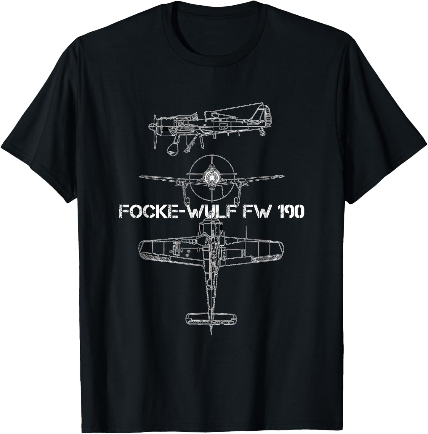 Focke-Wulf Fw 190 WW2 Fighter German Airplane T-Shirt - T-Shirt | Black
