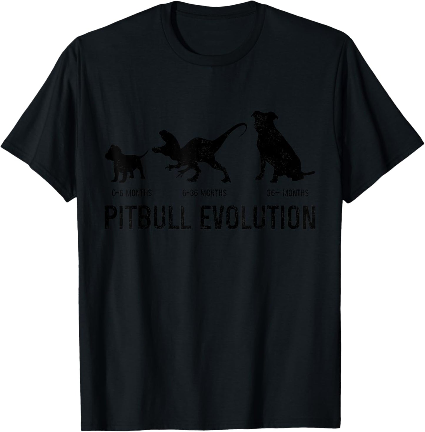 Pitbull Evolution Funny Dog Lover Puppy Pitbull Mom Dad T-Shirt - T-Shirt | Black