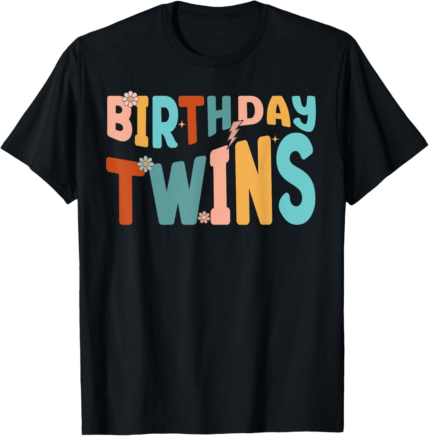 It's Our Birthday Twins Matching Girl's Women's Groovy Retro T-Shirt - T-Shirt | Black