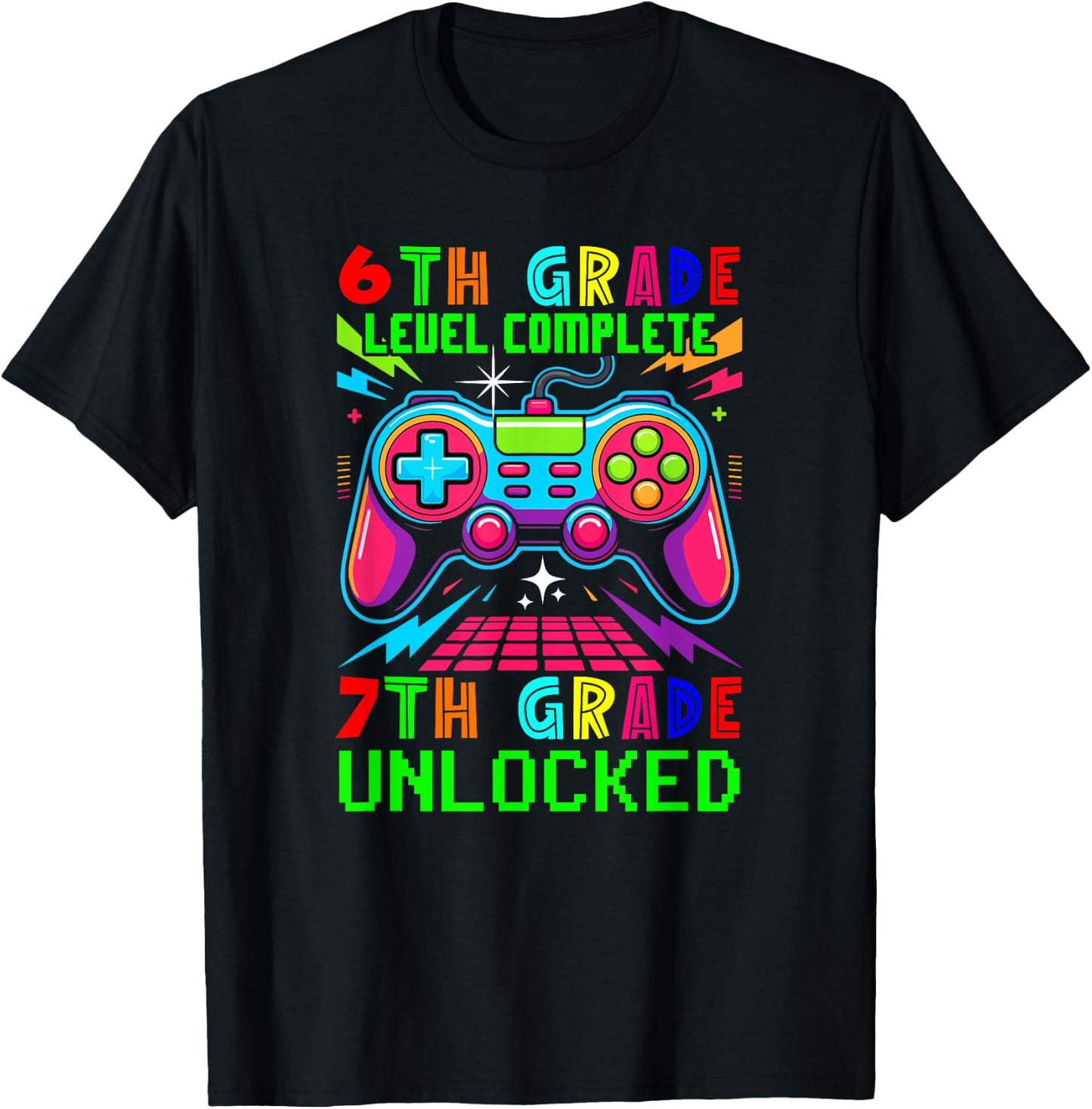 6th Grade Level Complete 7th Grade Unlocked Gamer Students T-Shirt - T-Shirt | Black