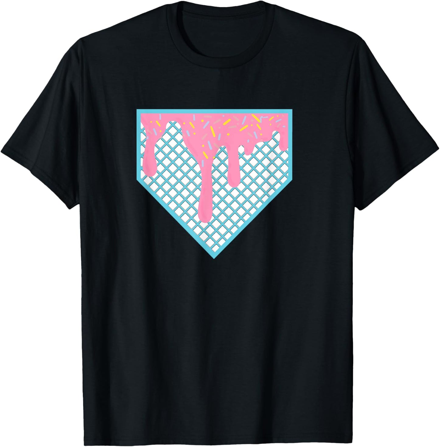 Funny Home Plate Drip - Ice Cream Softball & Baseball Men Women Girls Kids T-Shirt - T-Shirt | Black