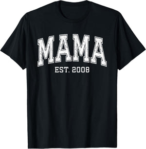 Mama Est 2008 Custom Mom Personalized Mothers Day Customized T-Shirt - T-Shirt | Black