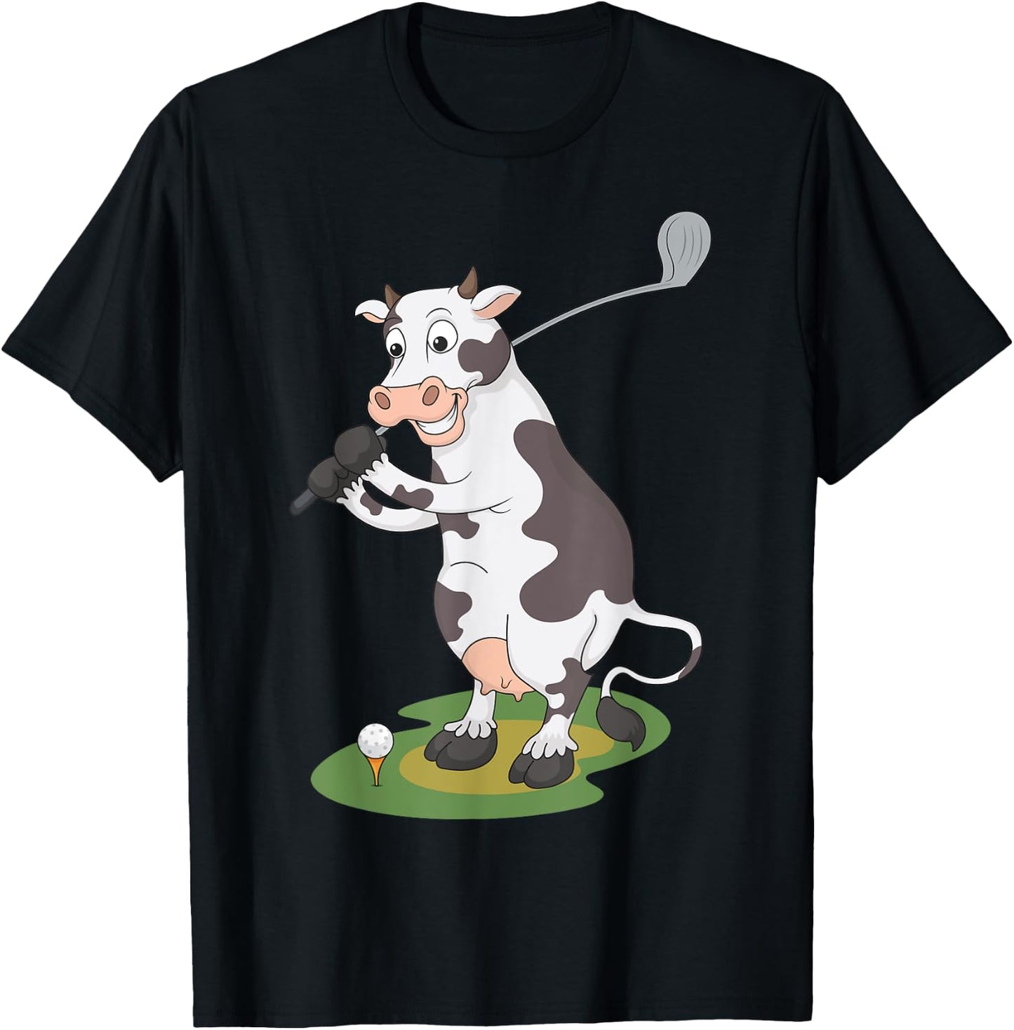 Golfing Cow Golf T-Shirt - T-Shirt | Black