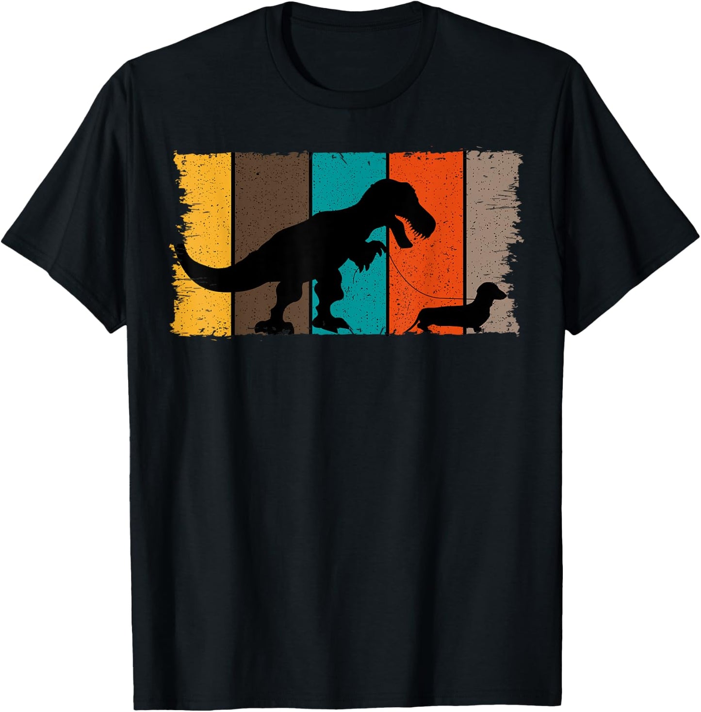 T-Rex Walking Dachshund Sausage Dog Lover T-Shirt - T-Shirt | Black