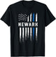 Thin Blue Line Heart Newark Police Officer New Jersey Cops T-Shirt - T-Shirt | Black