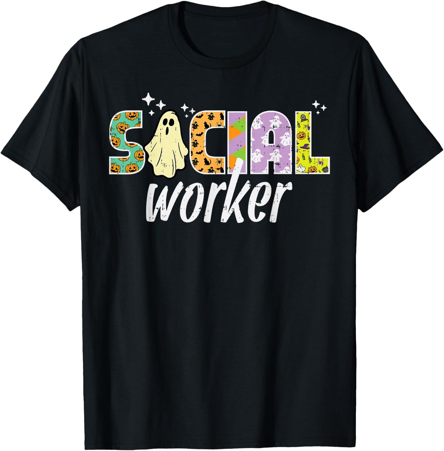 Halloween Social Worker Ghost Advocate Costume Women Men T-Shirt - T-Shirt | Black