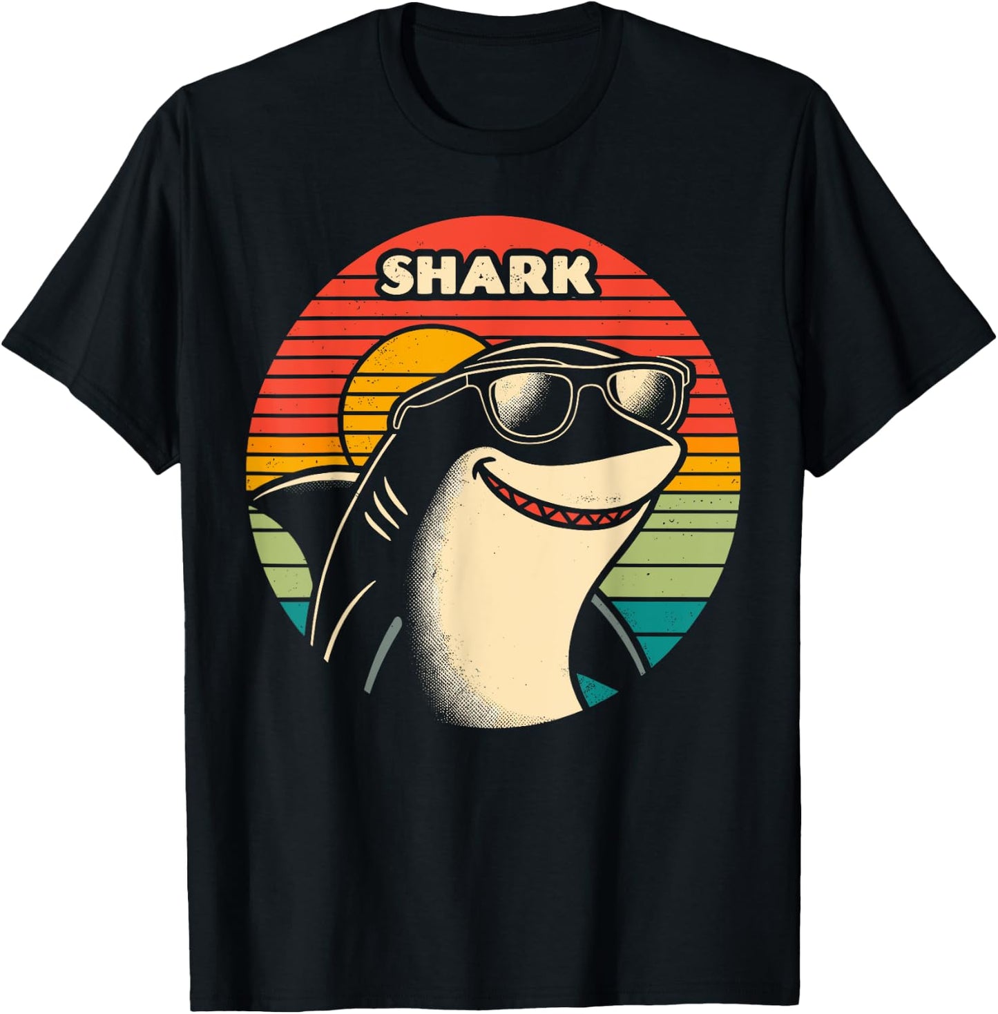 Cool Retro Shark in Sunglasses 70s 80s 90s Shark T-Shirt - T-Shirt | Black