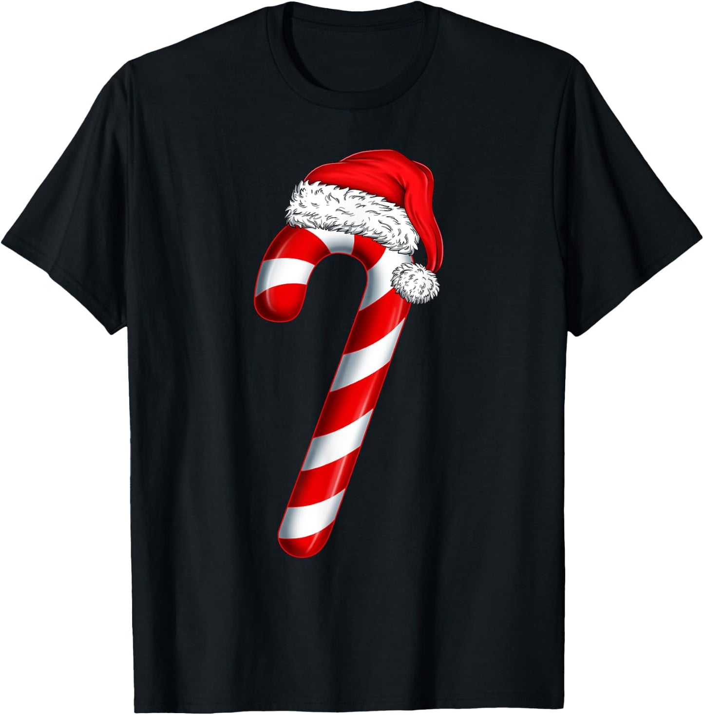 Christmas Crew Candy Cane Santa Hat Kids Girls Boys Women T-Shirt - T-Shirt | Black