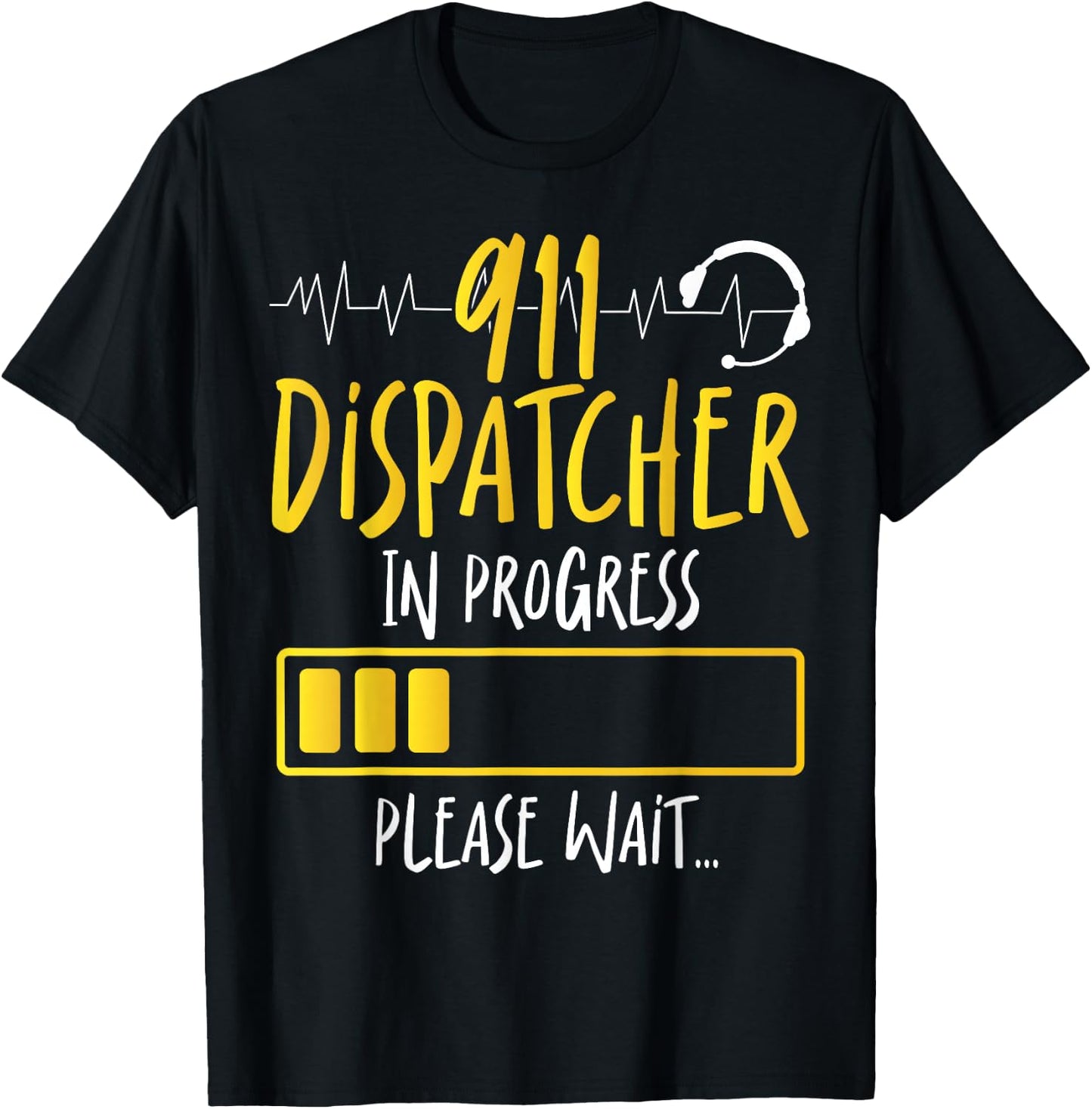 911 Dispatcher Thin Gold Yellow Line 911 Dispatcher In T-Shirt - T-Shirt | Black