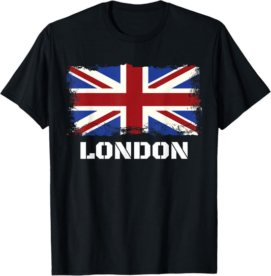 Souvenir London City Vintage UK Flag British T-Shirt - T-Shirt | Black