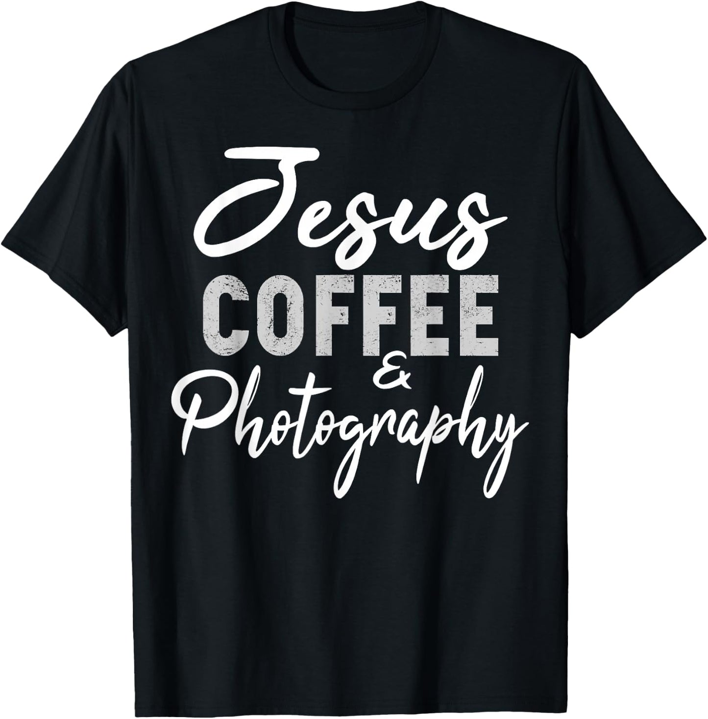 Jesus Coffee and Photography Funny Photographer Camera T-Shirt - T-Shirt | Black