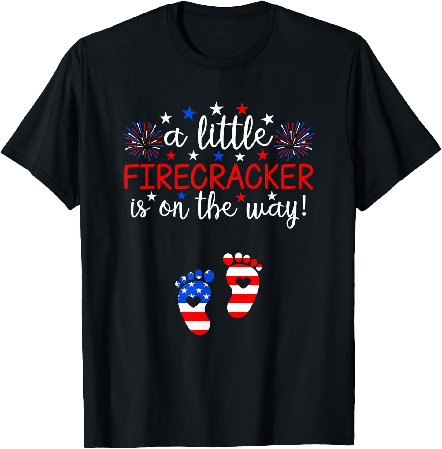 A Little Firecracker is on The Way 4th of July Pregnancy T-Shirt - T-Shirt | Black