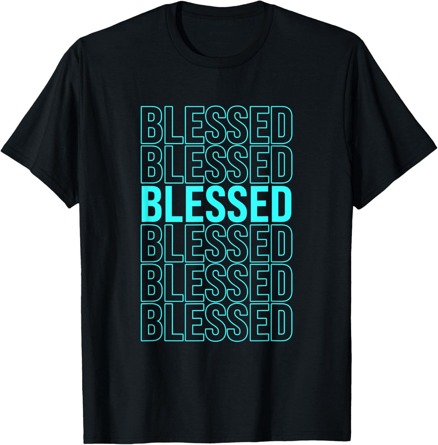 Turquoise Blessed Turquoise Color Graphic T-Shirt - T-Shirt | Black
