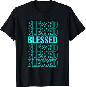 Turquoise Blessed Turquoise Color Graphic T-Shirt - T-Shirt | Black