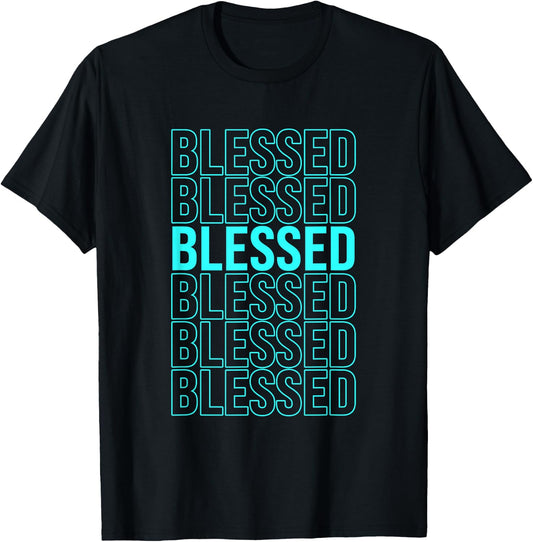 Turquoise Blessed Turquoise Color Graphic T-Shirt - T-Shirt | Black
