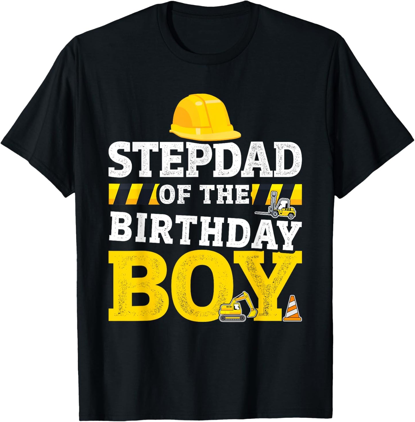 Stepdad of birthday boy matching family construction party T-Shirt - T-Shirt | Black