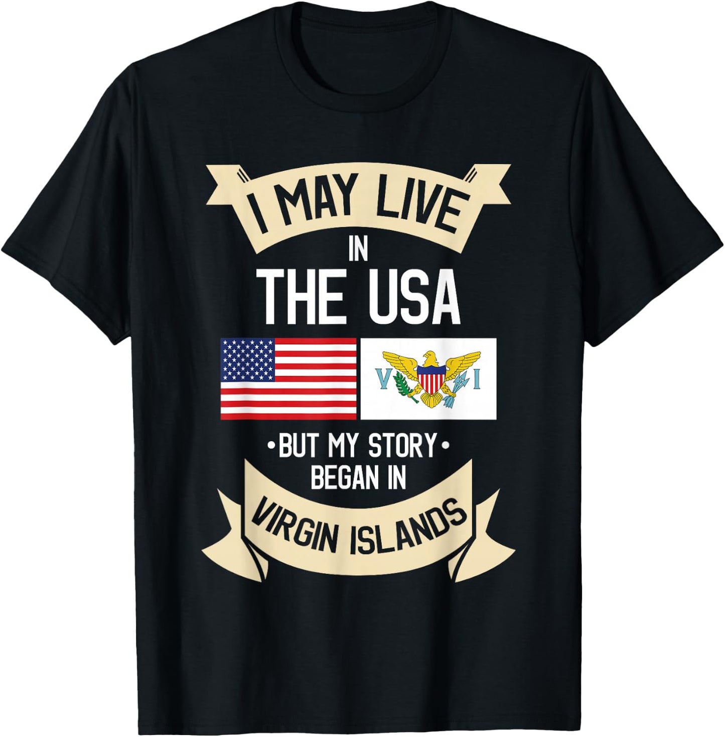 US Virgin Islands Roots American Flag USA Gifts T-Shirt - T-Shirt | Black