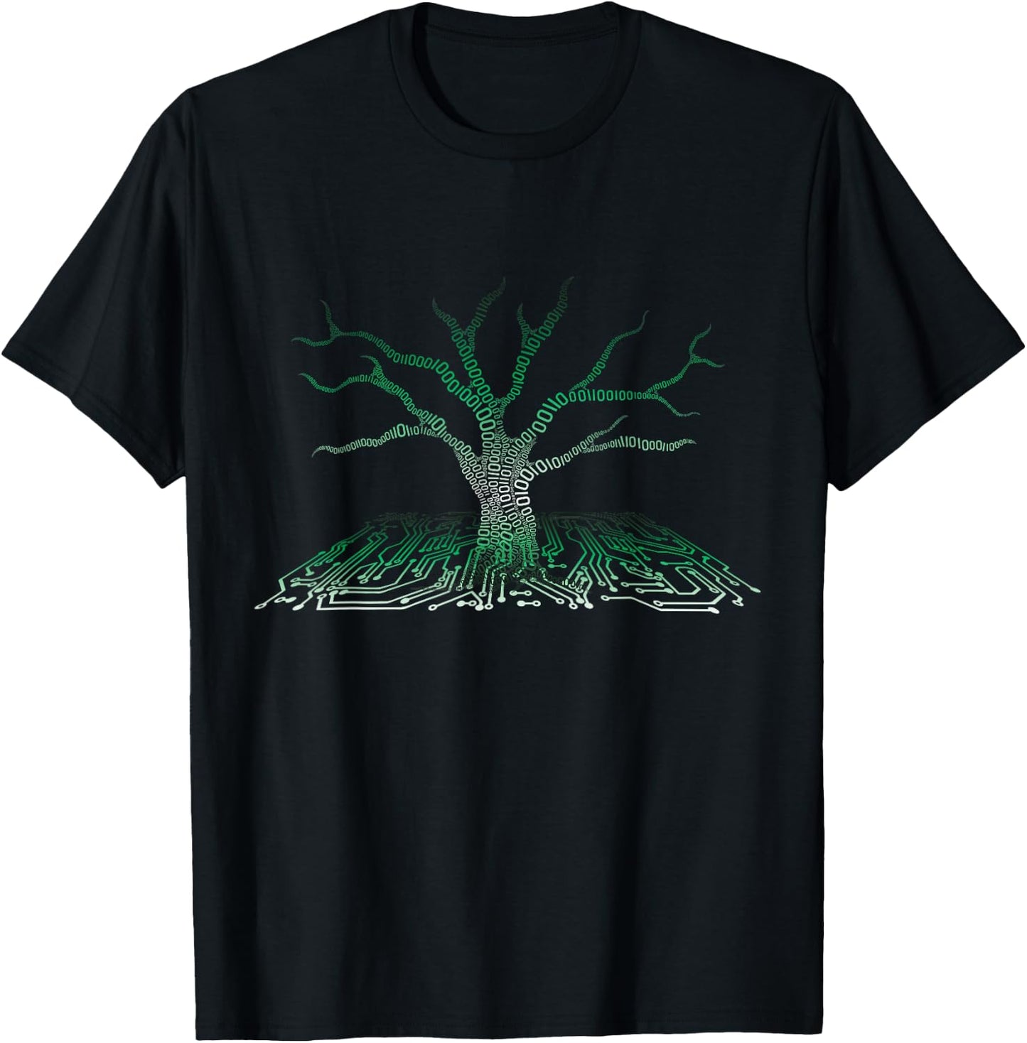 Programmer Gift - Binary Tree Computer Circuit Board T-Shirt - T-Shirt | Black