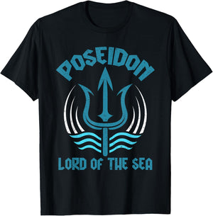 Poseidon Trident Shirt Lord of the Sea Greek God Symbol T-Shirt - T-Shirt | Black