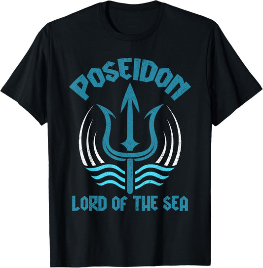 Poseidon Trident Shirt Lord of the Sea Greek God Symbol T-Shirt - T-Shirt | Black