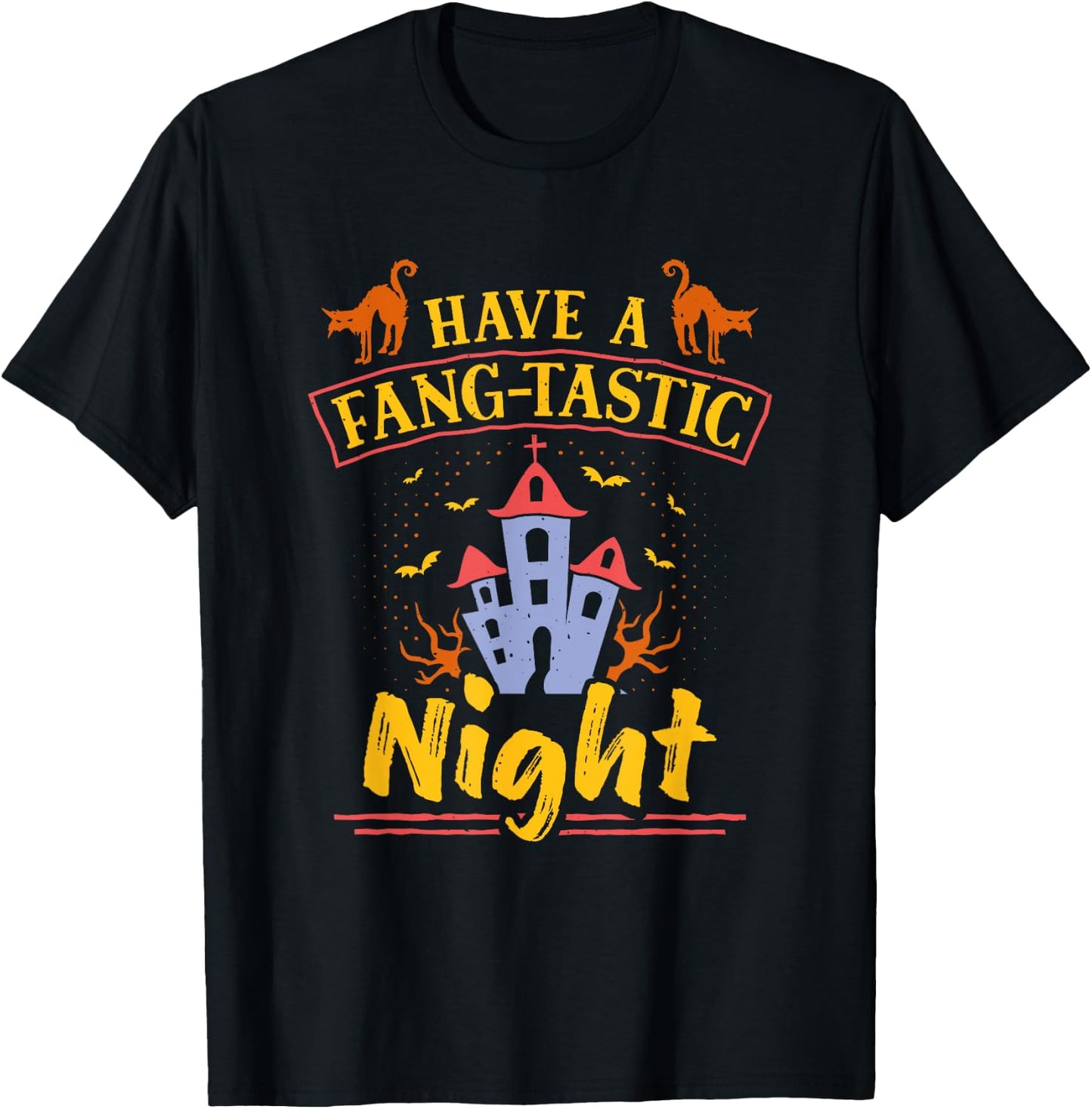 Fang-Tastic Night Scary Bat Witch Halloween Costume T-Shirt - T-Shirt | Black
