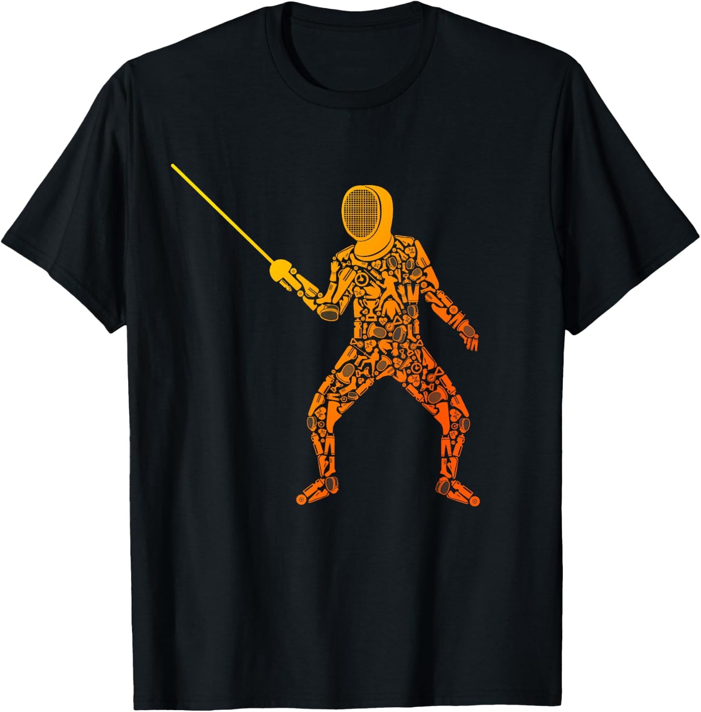 Fencing Sports Symbols Swords Epee Fencer T-Shirt - T-Shirt | Black
