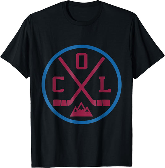 Colorado Hockey Emblem Vintage Retro COL Rocky Mountains T-Shirt - T-Shirt | Black