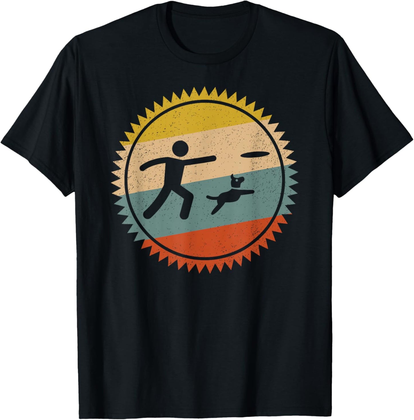 Frisbee With Dog Vintage For Dog Lovers T-Shirt - T-Shirt | Black