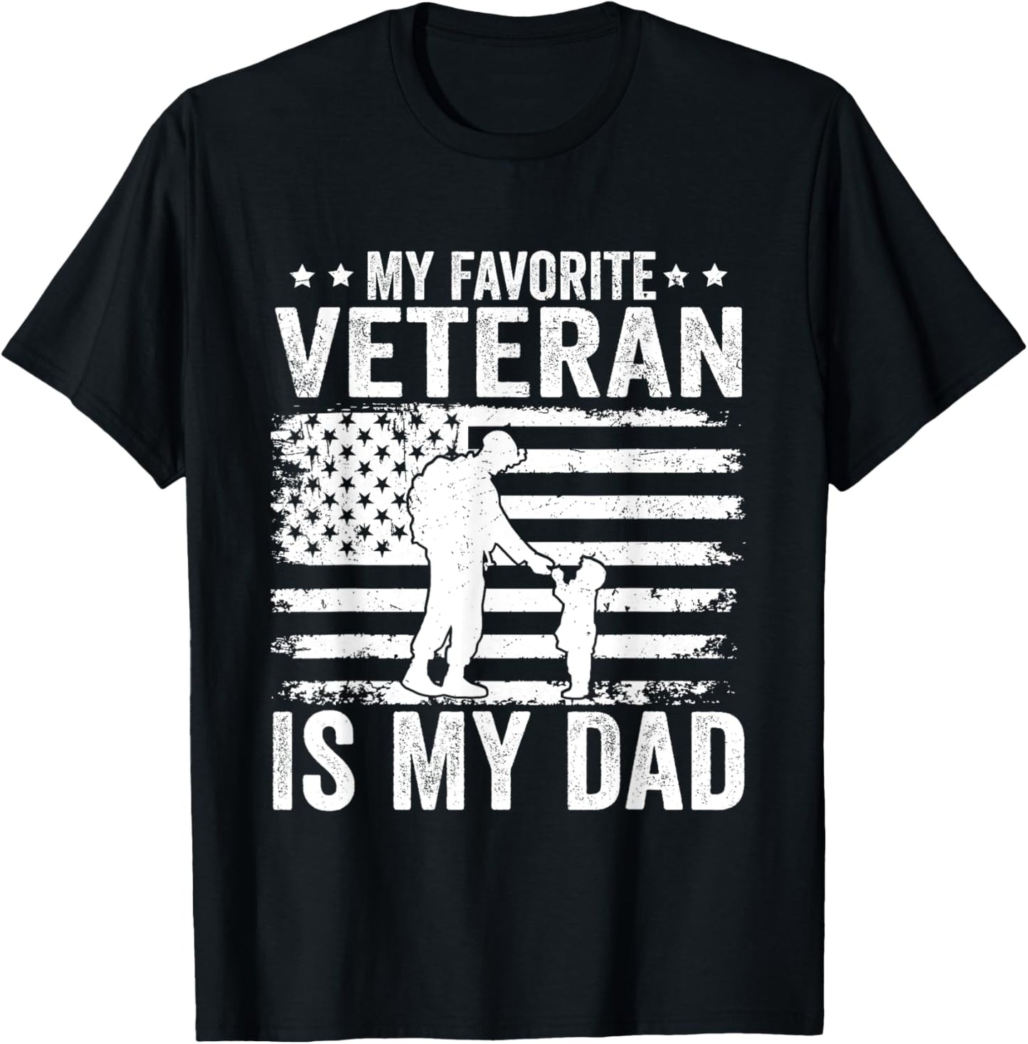 Father Veterans Day My Favorite Veteran Is My Dad for Kids T-Shirt - T-Shirt | Black