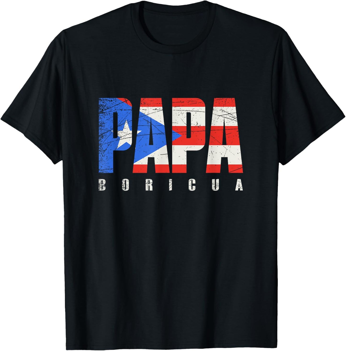Puerto Rico Grandpa Papa Boricua, Puerto Rican Flag T-Shirt - T-Shirt | Black